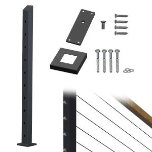 Quality Cable Railing Post 36&quot;x2&quot;x2&quot; Steel 33 Degree Square End Deck Stair Post with Pre-Drilled Holes wholesale