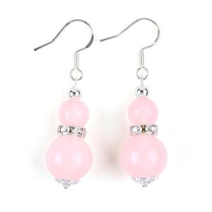 Quality Handmade Crystal Stone Earrings Rose Quartz Gemstone Beaded Pendant Earrings wholesale