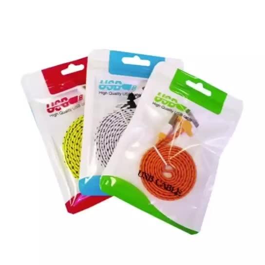 Plastic laminated USB cable packaging bag for mobile phone iphone case mobile