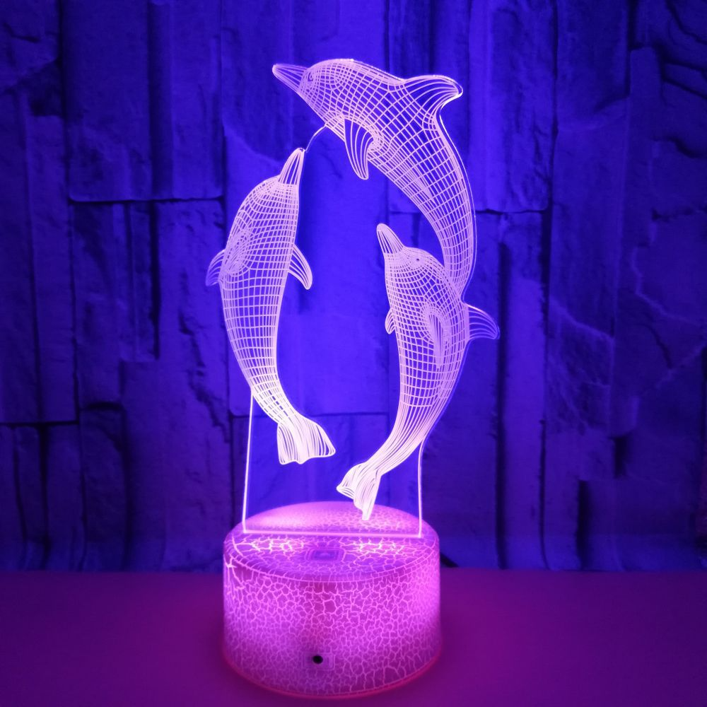 OEM animal shape Dolphin 3D Lights Holiday Gifts Colorful Remote Control LED Stereo Visual Lights