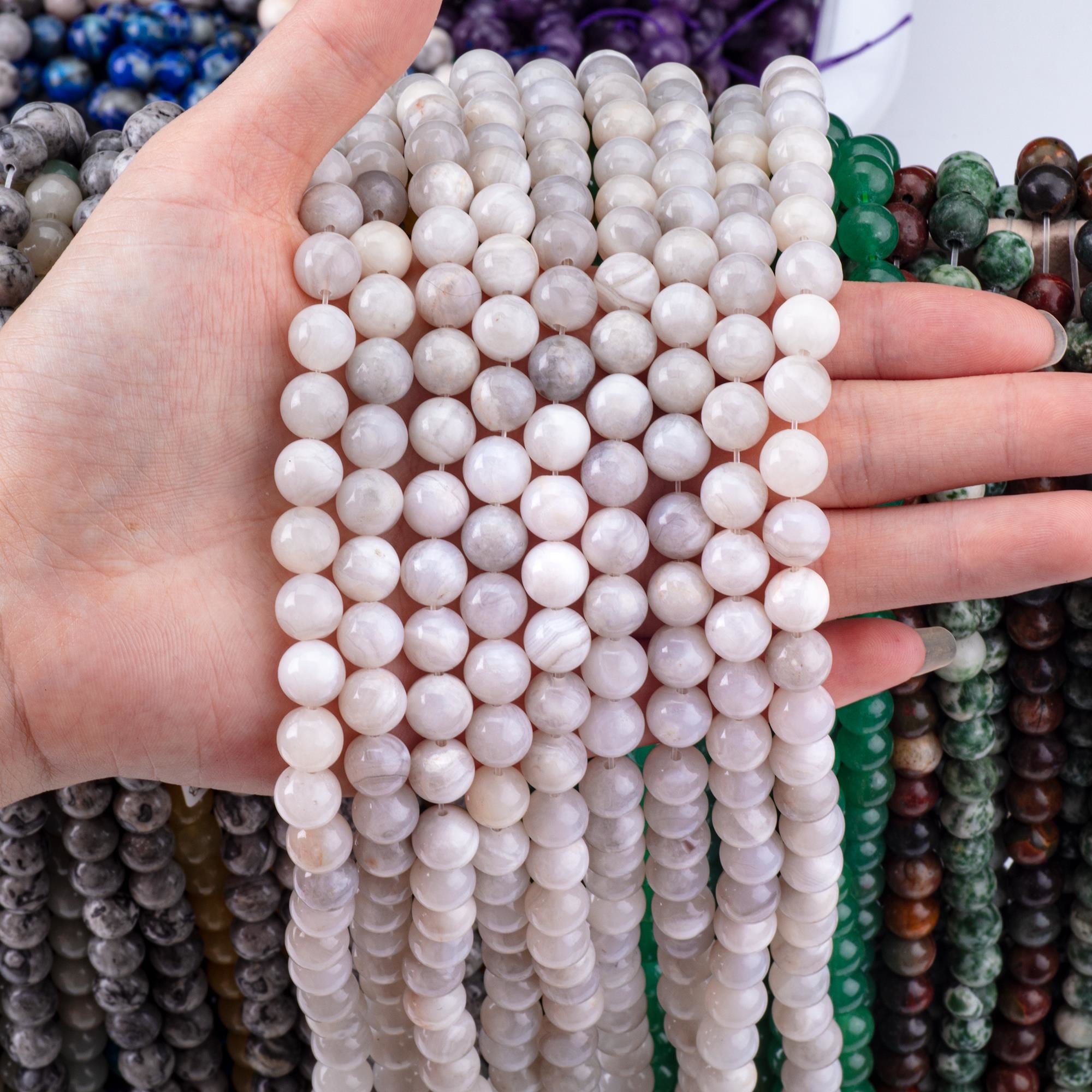 8mm White Crazy Lace Agate Loose Beads OEM ODM For DIY Crafts