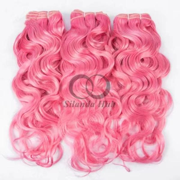 Pink Water Wave Remy Human Hair Bundles Sew In Weave Bundles Brazilian Bundle