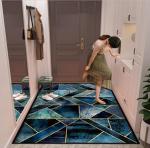 Rectangle Crystal Velvet Floor Carpet Rug Household Door Marble Entry Mat