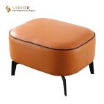 PU Small Living Room Ottoman 62cm Length Black Leather Footstool