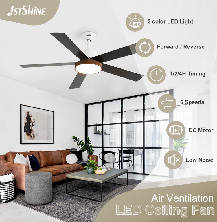 OEM LED Ceiling Fan 54 Inch 6 Speeds Remote Control Dimmable Light 3 Color Options