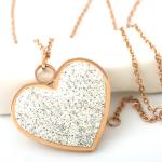 Stainless SteelFashion Jewelry Long Necklace Diamond Heart Pendant
