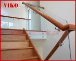 Double Steel Plate Staircase VK61S Tread beech ,Railing tempered glass, Handrail