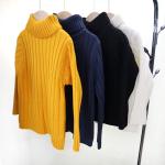 Children's high neck long sleeve cotton top baby girls Ribbed Knit sweater