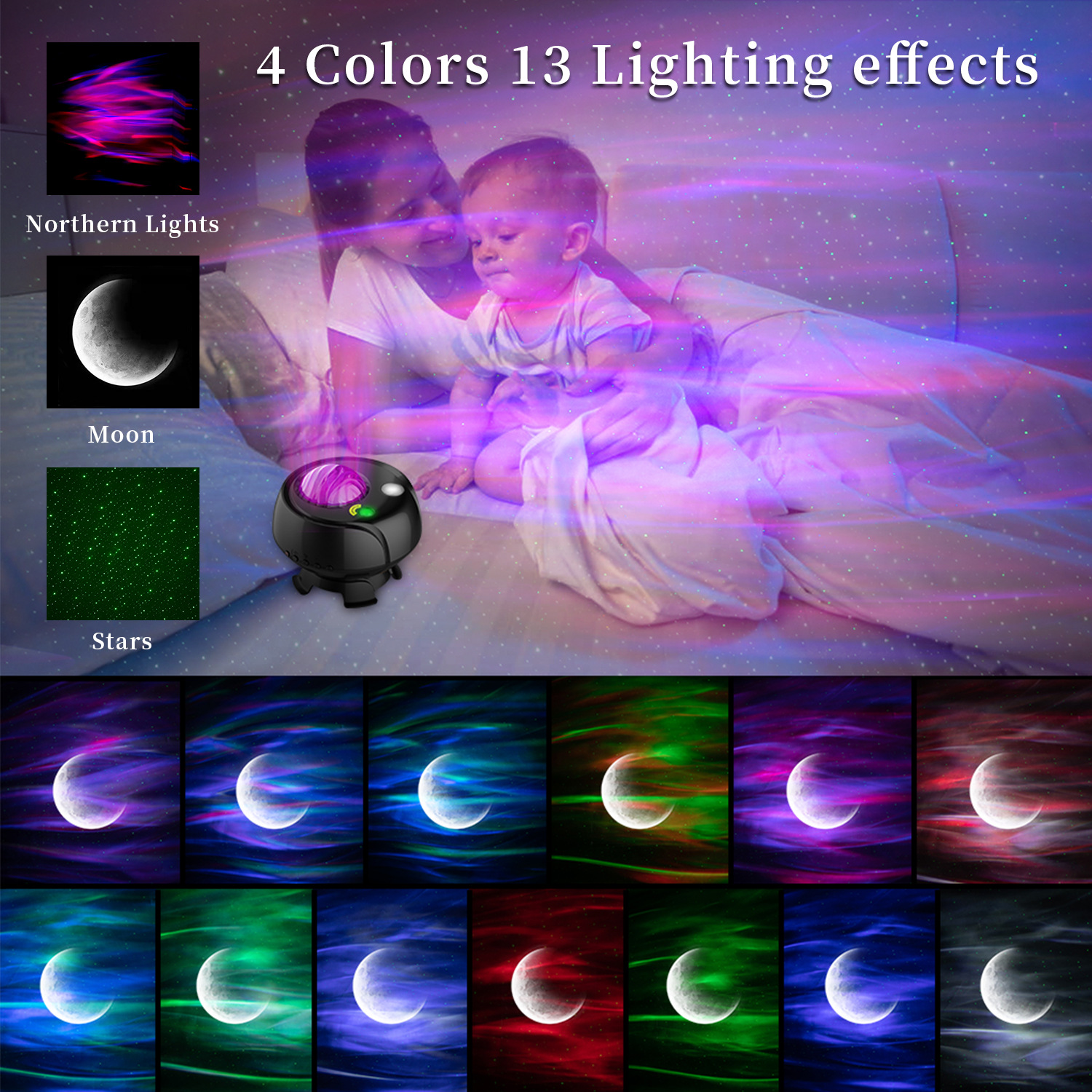 Starry Projector Aurora Galaxy Projector Light Baby Star Night Light Northern Light Projection Lamp For Kids Adults Holi