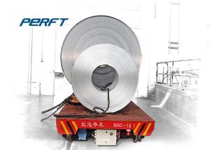 Quality heavy industry use steel coil electric railway flat vehicle with rail powered trolley wholesale