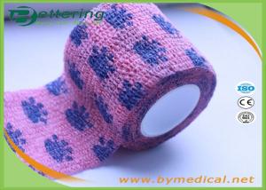 Quality Pink Colour paw printing Veterinary Non Woven Self Adhesive Flexible Wrapping Bandage Coflex Pet Bandage wholesale
