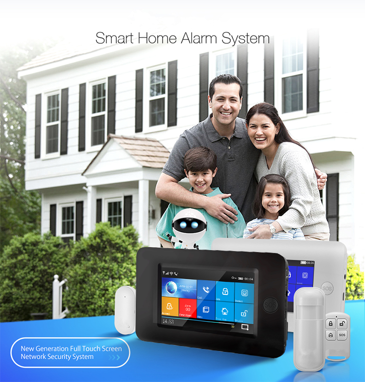 433Mhz WIFI GSM Alarm System 1900mHA Smart Alarm Sensor Touch Screen