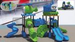 outdoor playground equipment with plastic slide and tube slide