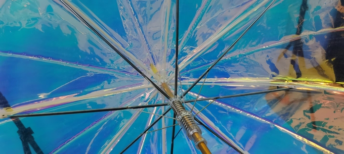 Auto Open Clear Umbrella Romantic Dream Beautiful Color Aurora Transparent Umbrella