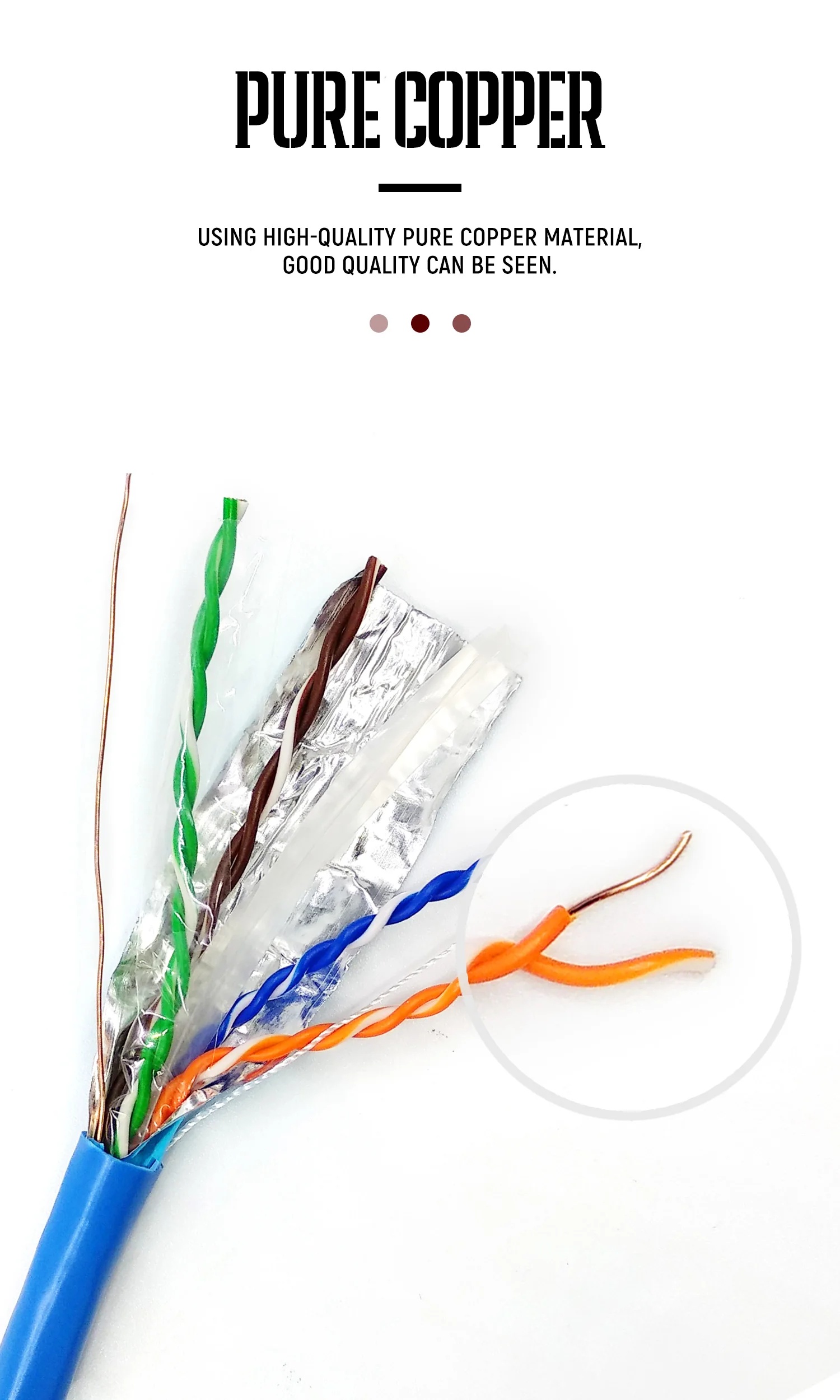 Custom Ethernet Outdoor Network Cable Utp Ftp Sftp Cat5E Cat6 Cat6A Cat7 75°PVC/LSZH