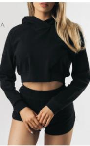 Quality Cotton Sports Team Hoodies Raglan Oversized Long Sleeve Crop Top wholesale