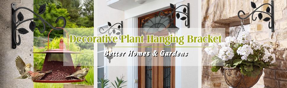 Rust-Resistant Plant Hanger Hook 12 Inch Black Iron Wall Mount Bracket for Hanging Plants