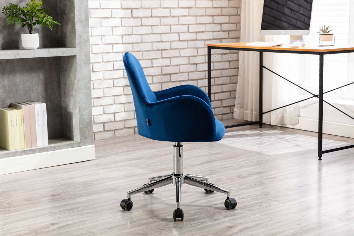 Navy Velvet Swivel Shell Living Room Office Chair 8.6KGS Padded Back