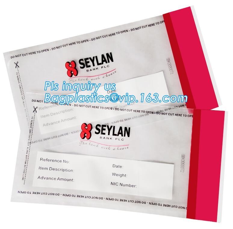 Opaque Tamper Evident Sealing Plastic Bank Money Steb Security Bag / Custom Self Adhesive Plastic Courier Bag, bagease