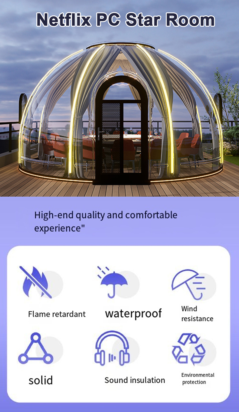 Outdoor Camping Homestay Windproof insulation PC Room Hotel Catering Bubble Room Transparent tent