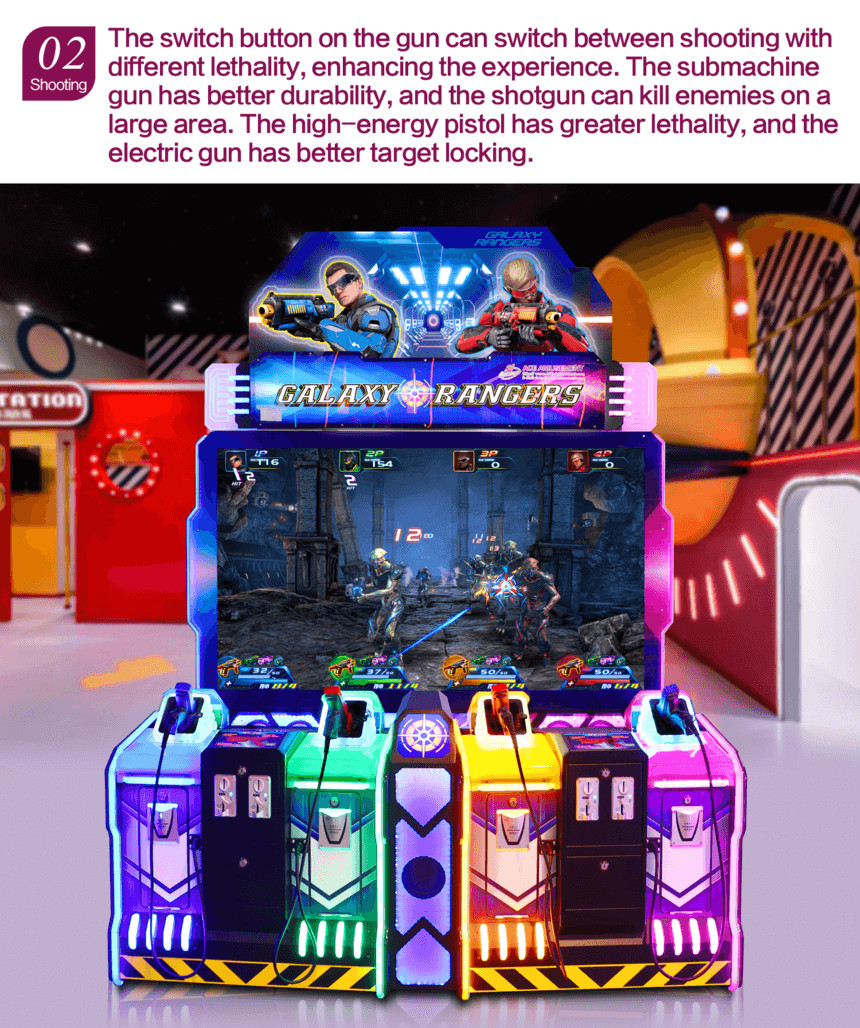 Coin Operated Galaxy Rangers 4PL Shooting Arcade Machine