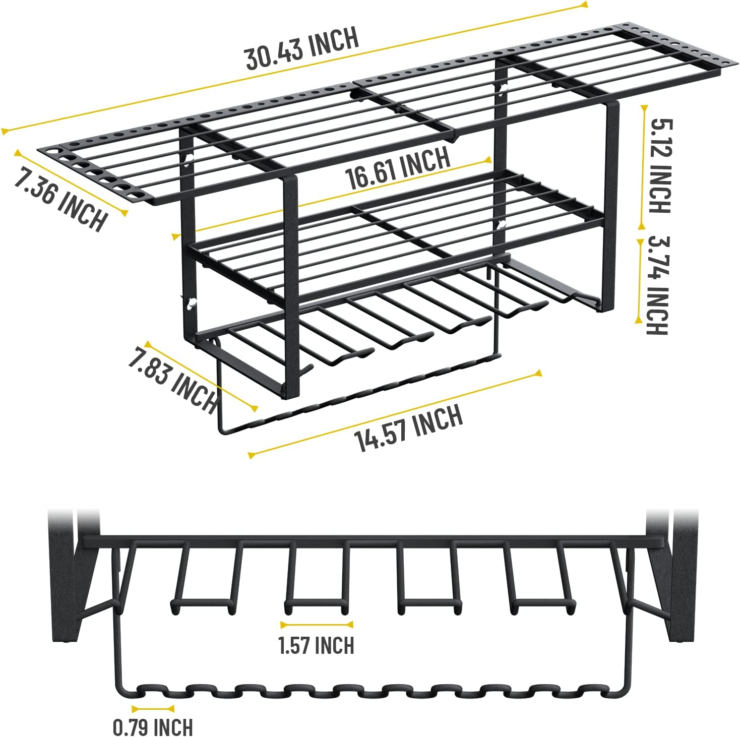 Heavy Duty Floating Tool Shelf Organizer Wall Mounted Garage Storage Rack for Handheld Power Tools