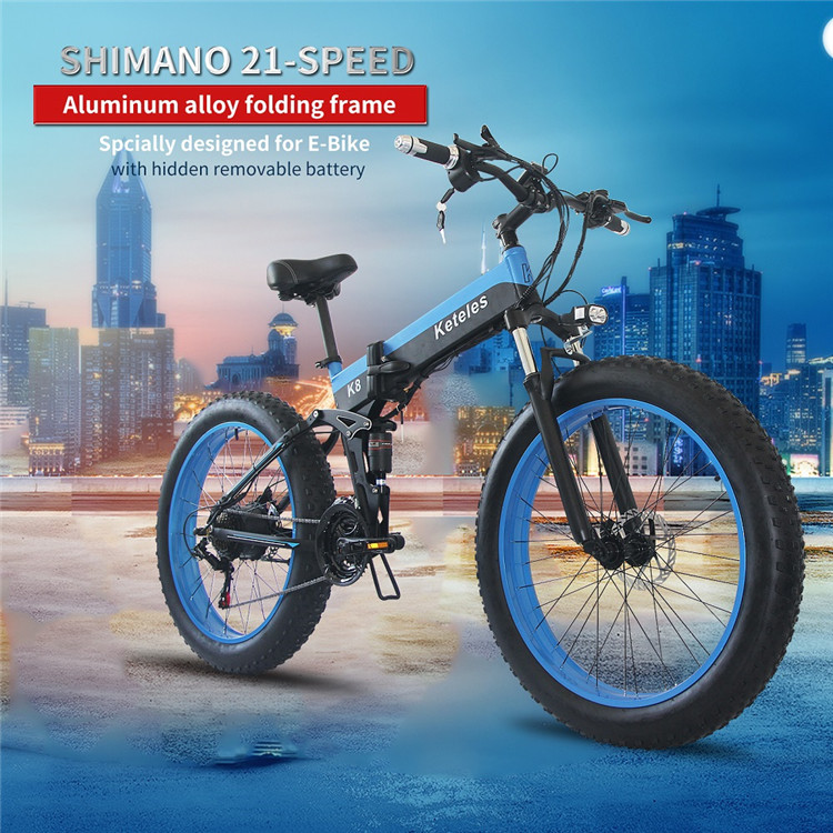 45km/H 26 Fat Tire Electric Bike , Shimano Geared Carbon Fiber E Bike