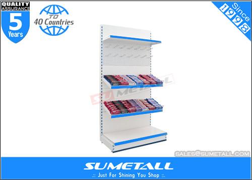 Steel Supermarket Display Racks , Jura White Commercial Display Shelves For