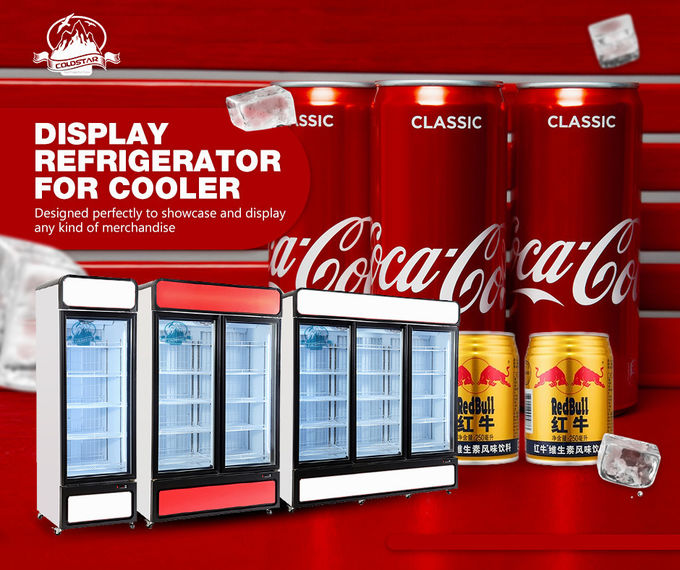 Upright Commercial 2 Glass Door Refrigerator Freezer Showcase For Supermarket Chain Store
