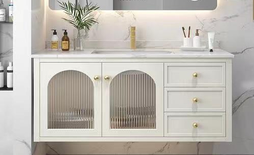 Wall Mounted Wood Bathroom Vanity with Handle-Free Design and Basin Included by YALIG