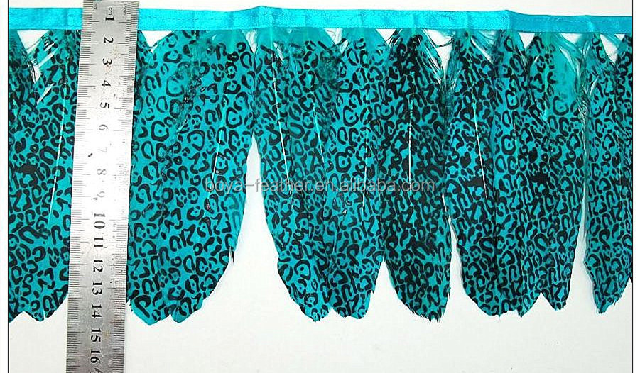 Printed Duck Goose Feather Fringe Trim With Satin Ribbon Tapes Carnival Occasion