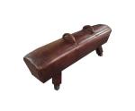 Vintage Leather Gymnastic Leather Pommel Horse Bench With Wooden Legs