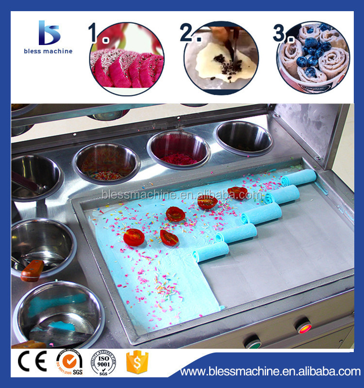 Fried Ice Cream Machine with 480mm Pan Size and 1650*560*780mm Dimensions