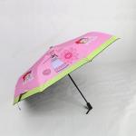 21 Inch Printable Three Fold Umbrella Plastic Handle With Anti - Uv Coating