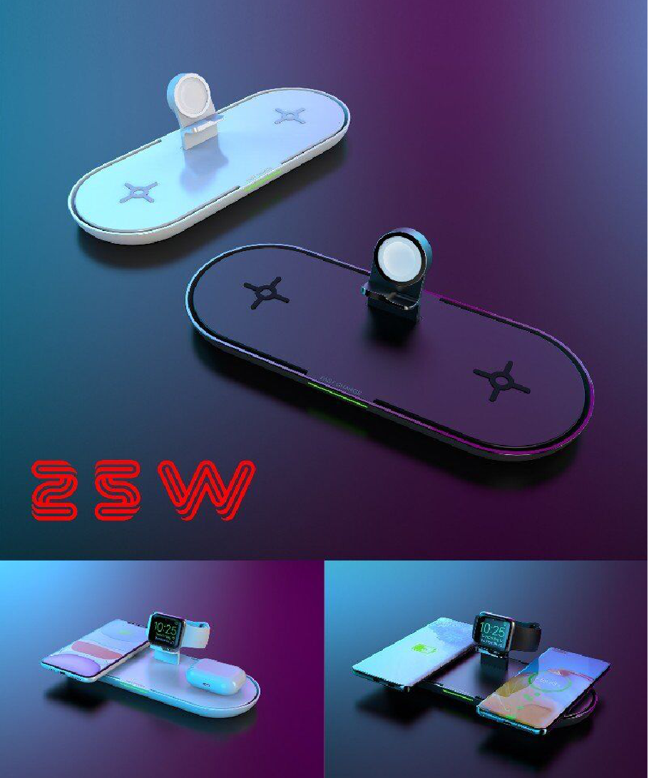 ABS PC Type C 8mm 25W Qi Wireless Charger Pad