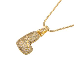 Quality Crystal CZ Letter Pendant Necklace Gold Plated Initial 26 Hip Hop Charms Pendants wholesale