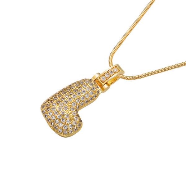 Crystal CZ Letter Pendant Necklace Gold Plated Initial 26 Hip Hop Charms
