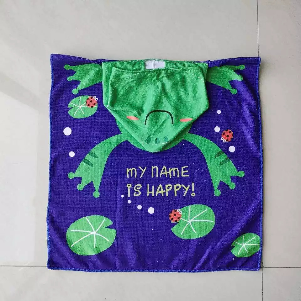 Custom kids Cartoon Printing Hooded Microfiber Towel Beach