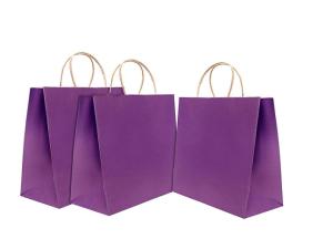 Quality 12 * 16 * 6 Inches Custom Kraft Paper Bags , Purple Paper Bags With Handles wholesale