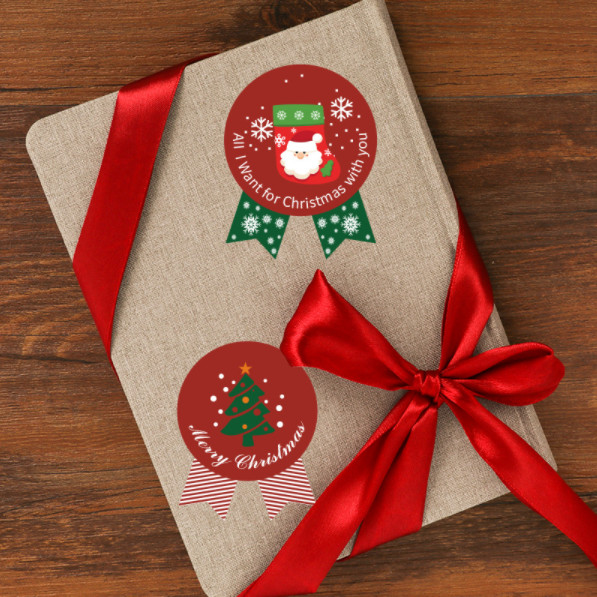 Pantone Color Sticky Label Roll PVC Merry Christmas Vinyl Stickers