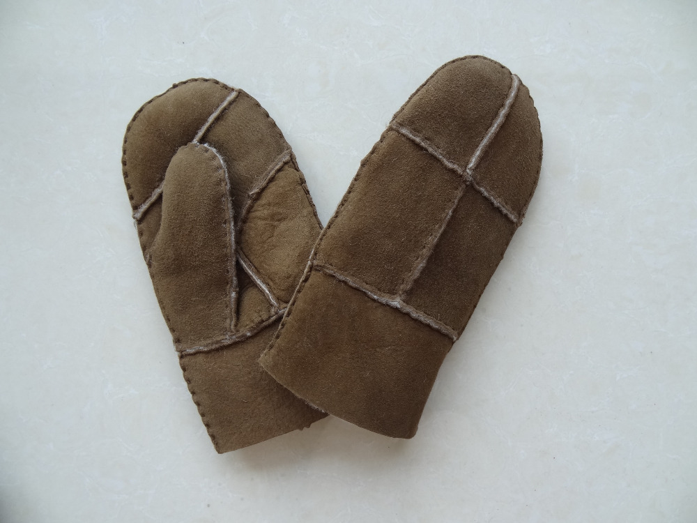 cheap patched sheepskin double face fur kids mitten