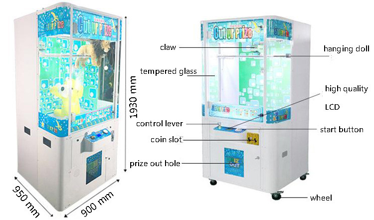 Fancy Cutter Prize Push Box Win Vending Game Machine Metal + Tempering Glass Material