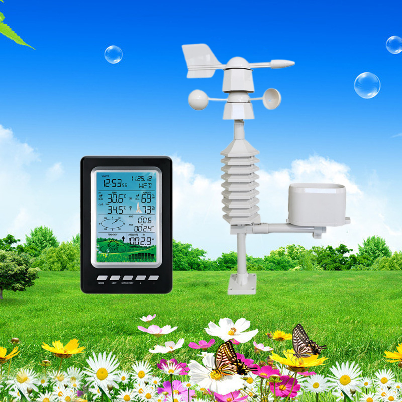 Professional Temperature And Humidity Outdoor Wireless Weather Station With Rain Gauge