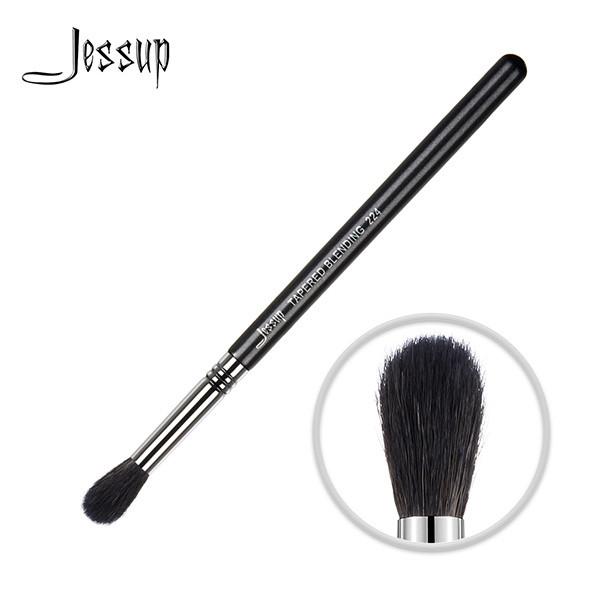 Jessup 1pc Black / Silver Tapered Blending Brush Synthetic Private Label Makeup