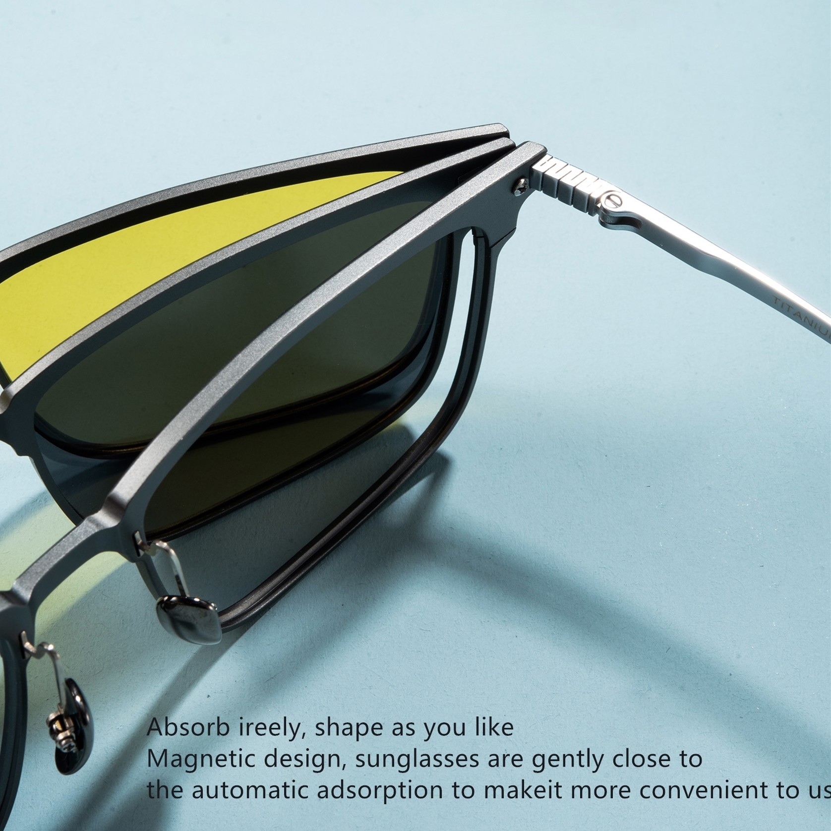 Magnetic Pure Titanium Aluminum Glasses Fashion Portable Glasses