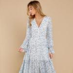Slim Fitting Women Dress Floral Print Loose Mature Women Casual Maxi Dress