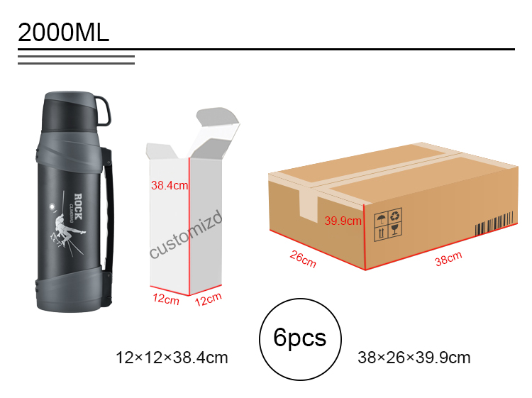 2 Liter Stainless Steel Water Bottle Insulated Chilly Bottle 2000ml