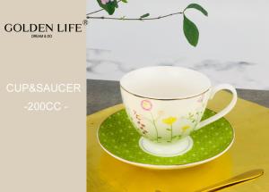 Quality Spring Flower Patern Tea Cup Saucer 200ml Lead Free Microwave / Dishwasher Safe wholesale