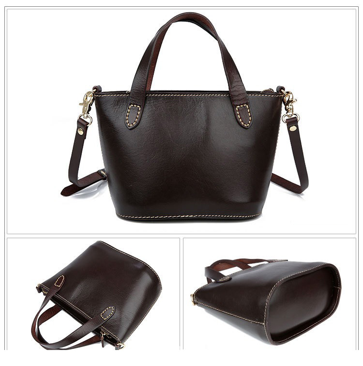 Exquisite Lady Style Top Layer Vegetable Tanned Cowhide Shoulder Crossbody Saddle Bag