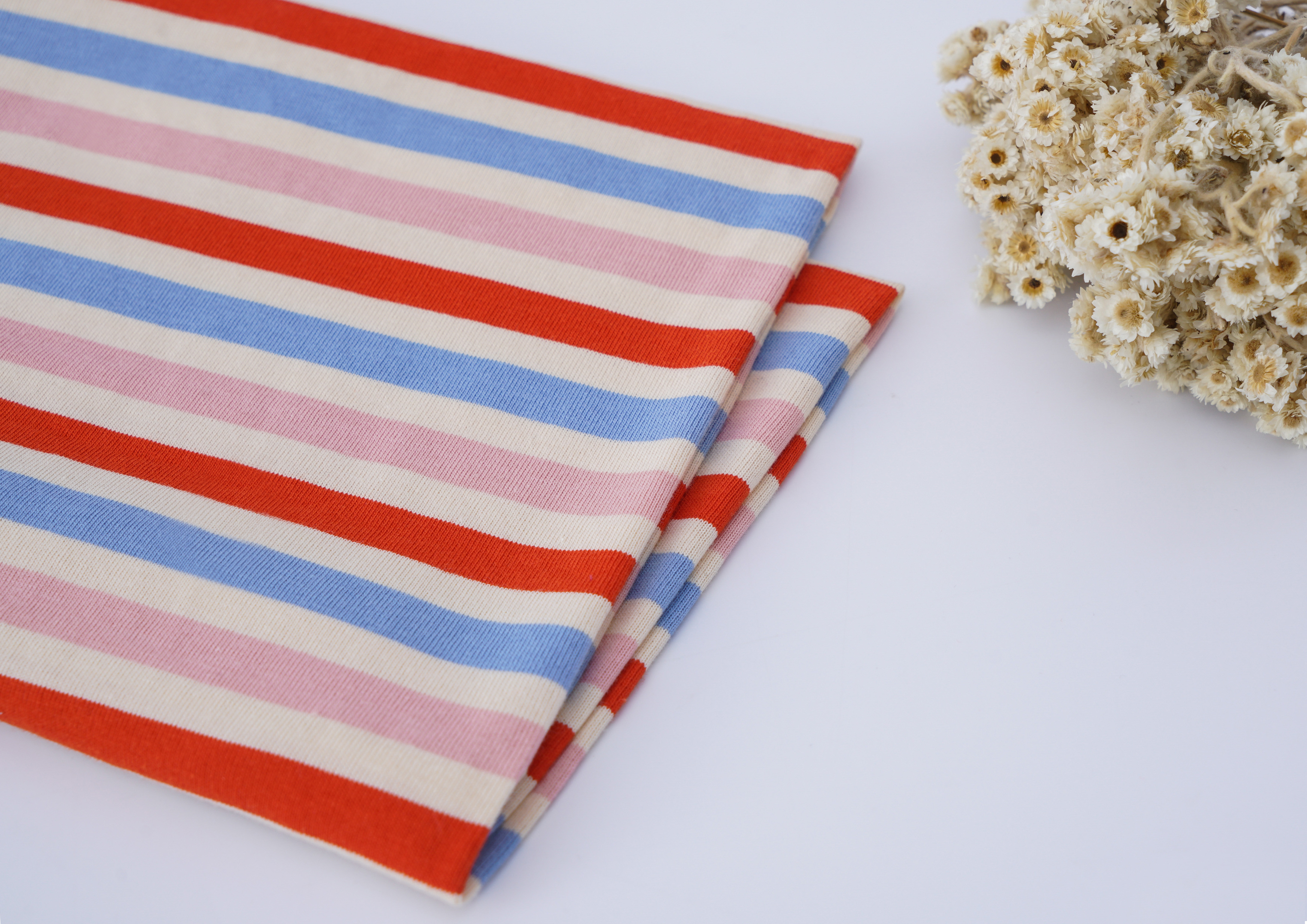 Low Shrinkage Jersey Cotton T Shirt Fabric Yarn Dye Long Sleeved Shirt Fabric